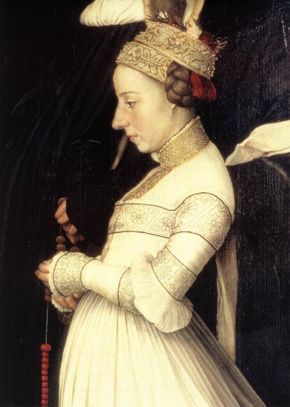 HOLBEIN, Hans the Younger Darmstadt Madonna (detail) sf